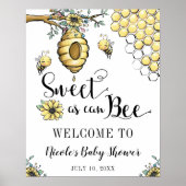 Poster Beehive Florale Miel Sweet Bee Baby shower Bienven (Devant)