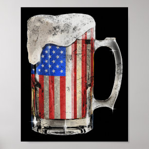 Poster Beer American Flag 4 juillet Usa Boisson Party