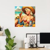 Poster Beer Beach Pin-up (Bureau à domicile)