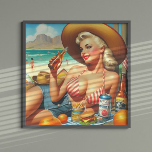 Poster Beer Beach Pin-up