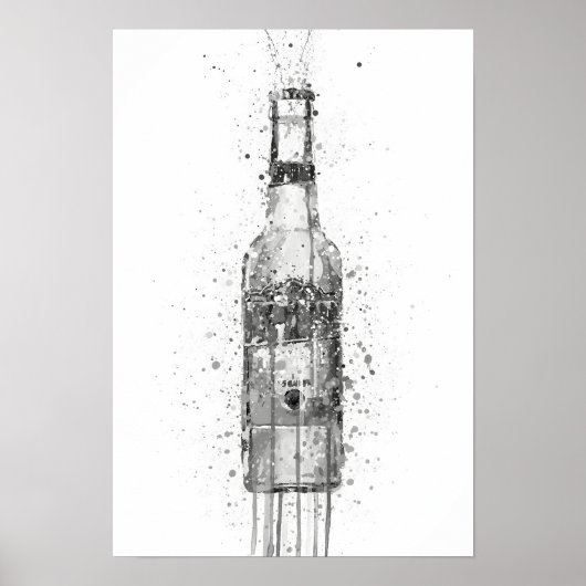 Poster Beer Bottle Aztec Gold Grey (Devant)