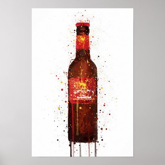 Poster Beer Bottle Wall Art Print 'Rambla Red' (Devant)