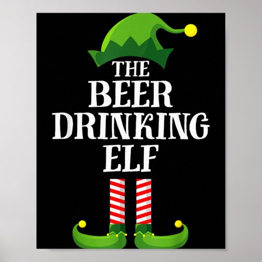Poster Beer Drinking Elf Matching Family Group Christmas  (Devant)