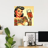 Poster Beer Girl tatouée (Bureau à domicile)