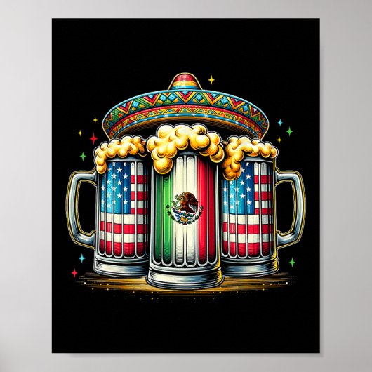 Poster Beer Mexican Usa Drapeau Cinco De Mayo Boisson Par (Devant)