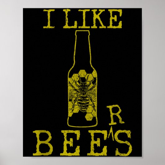 Poster Bees & Beer - Funny Quote Beekeeng Beekeeper G (Devant)