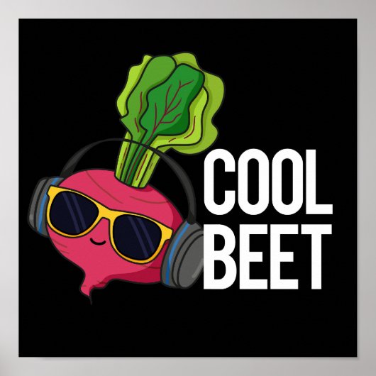 Poster Beet cool Funny Veggie Pun Dark BG (Devant)