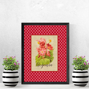 Poster Begonia Botanical et Quatrefoil