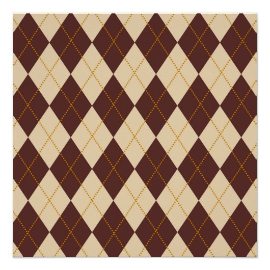 Poster Beige Brown Automne Jacquard d'automne Diamant Mot (Devant)
