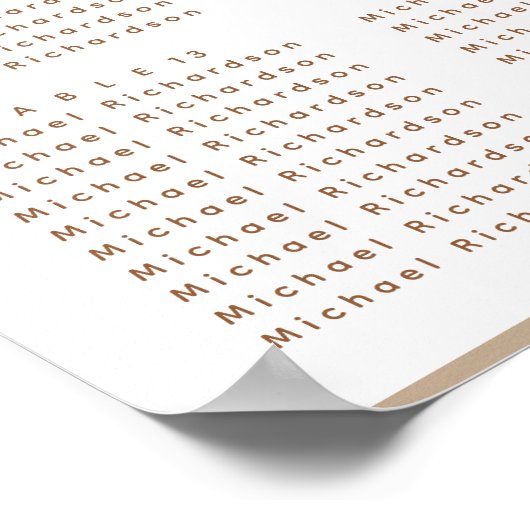 Poster Beige Dusty moderne Mariage simple 16Table Sièges (Coin)