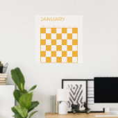 Poster Beige Jaune Non daté À damiers Calendrier Janvier (Bureau à domicile)