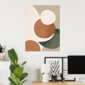 Poster Beige Orange Vert minimal Boho Abstrait AI Art (Bureau à domicile)