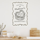 Poster Beige Retro Coquette gâteau Coquette Bienvenue (Cuisine)