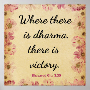 Poster Beige Rose Inspirant Gita Dharma Victoire