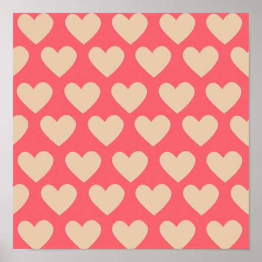 Poster Beige Rouge mignon Simple Motif de coeur (Devant)
