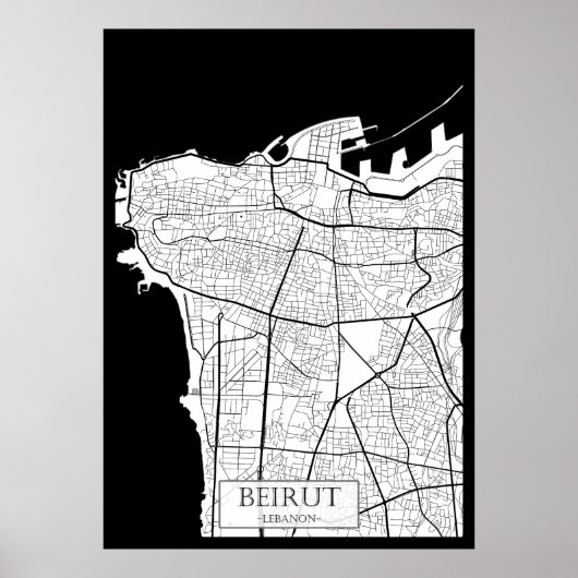 Poster Beirut Lebanon Map (Devant)
