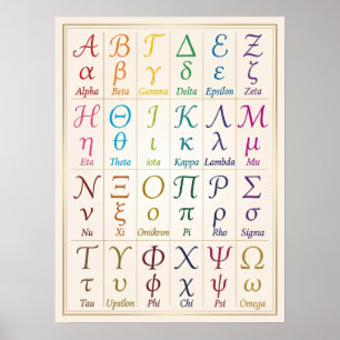 Poster Bel alphabet grec cursif Écriture manuscrite ABC