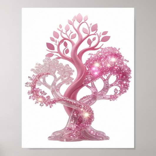 Poster Bel arbre rose PAILLAGE ROSE (Devant)