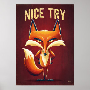 Poster Bel Essai Renard – Drôle Personnage de Dessin Anim