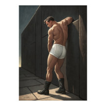 Bel Homme Musclé S'appuyant sur un Mur