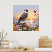 Poster Bel Oiseau dans une Scène de Nature Côtière (Cuisine)