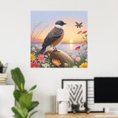 Poster Bel Oiseau dans une Scène de Nature Côtière (Bureau à domicile)