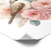 Poster Bel Oiseau & Roses (Coin)