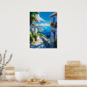 Poster Bel village côtier en été (Cuisine)