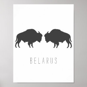 Poster Belarus Belarusian Bison Зубр Беларусь Travel