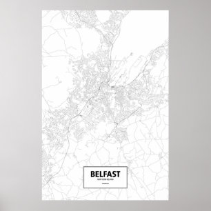 Poster Belfast, Irlande du Nord (noir sur blanc)