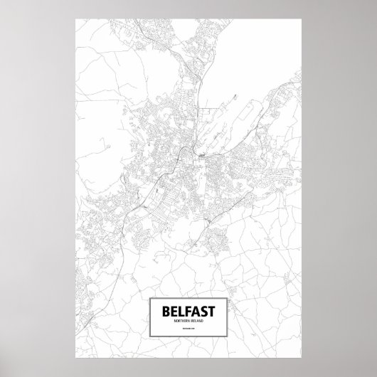 Poster Belfast, Irlande du Nord (noir sur blanc) (Devant)