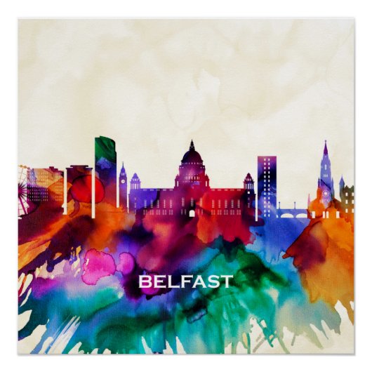 Poster Belfast Skyline (Devant)