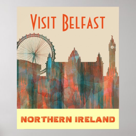 POSTER BELFAST, SKYLINE IRLANDE DU NORD (Devant)