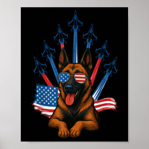 Poster Belge Malinois Fighter Jet Avion Patriotique Do