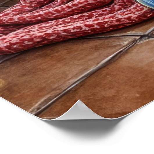 Poster Belgian Malinois Fireplace with Christmas Lights (Coin)