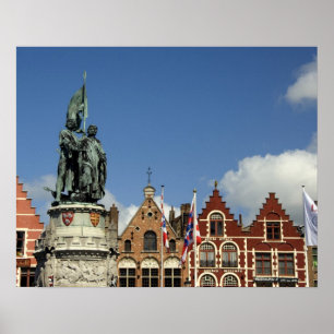 Poster Belgique, Brugge (Brug ou Bruge). UNESCO