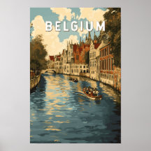 Belgique Illustration Voyage Art Vintage