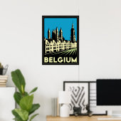 Poster belgium europe art deco retro travel vintage (Bureau à domicile)