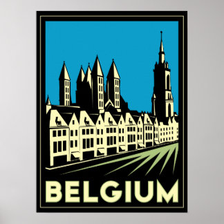 Poster belgium europe art deco retro travel vintage
