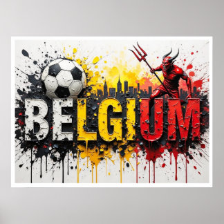Poster Belgium Football Citiscape Oil Painting Style Art
