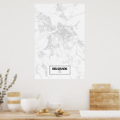 Poster Belgrade, Serbie (noir sur blanc) (Cuisine)