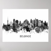 Poster Belgrade Serbie Skyline BW (Devant)
