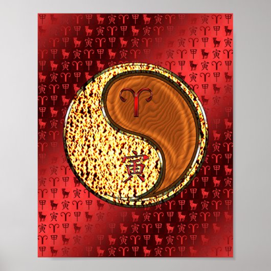 Poster Bélier et tigre de bois (Devant)