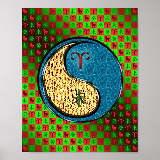 Poster Béliers et chèvre d'eau (Devant)