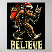 Poster Believe Bigfoot Sasquatch Santa Reindeer Christmas (Devant)