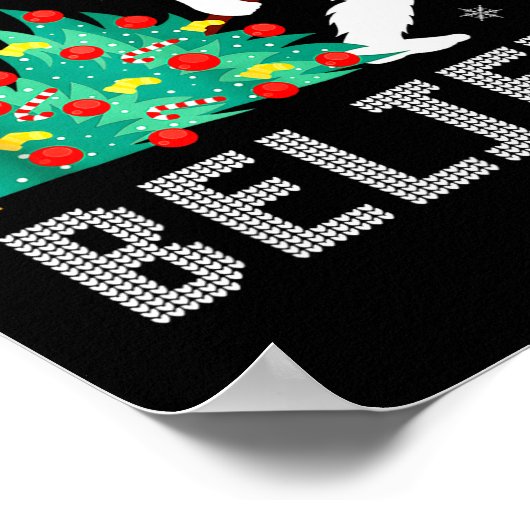 Poster Believe Bigfoot Sasquatch Santa Reindeer Christmas (Coin)