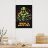 Poster Believe In Yourself, Alien Bodybuilder Gym Workout (Cuisine)