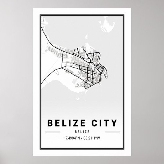 Poster Belize City Belize Cities Travel City Plan (Devant)