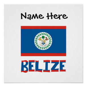 Poster Belize Drapeau Bélizien Personnalisé