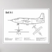 Poster Bell X-1 - Plan directeur de l'avion BD (Devant)